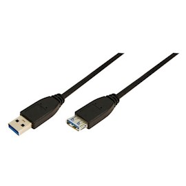 USB კაბელი LogiLink CU0043 Extension Cable USB 3.0 Type A to Type A, 3M, Black